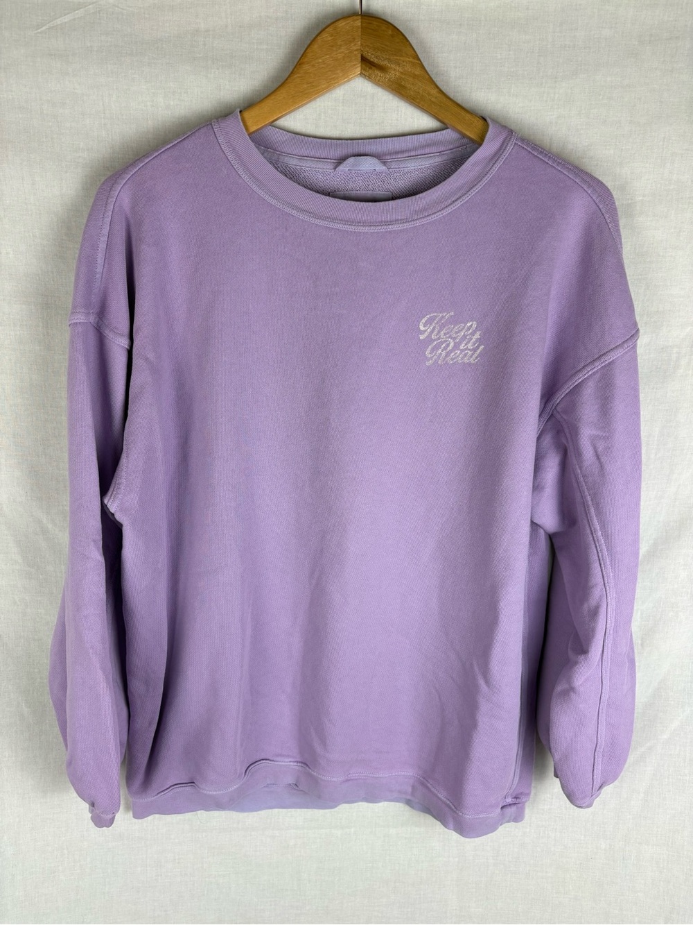 Aerie Oversized Keep It Real Purple Crewneck Sweatshirt Size XS